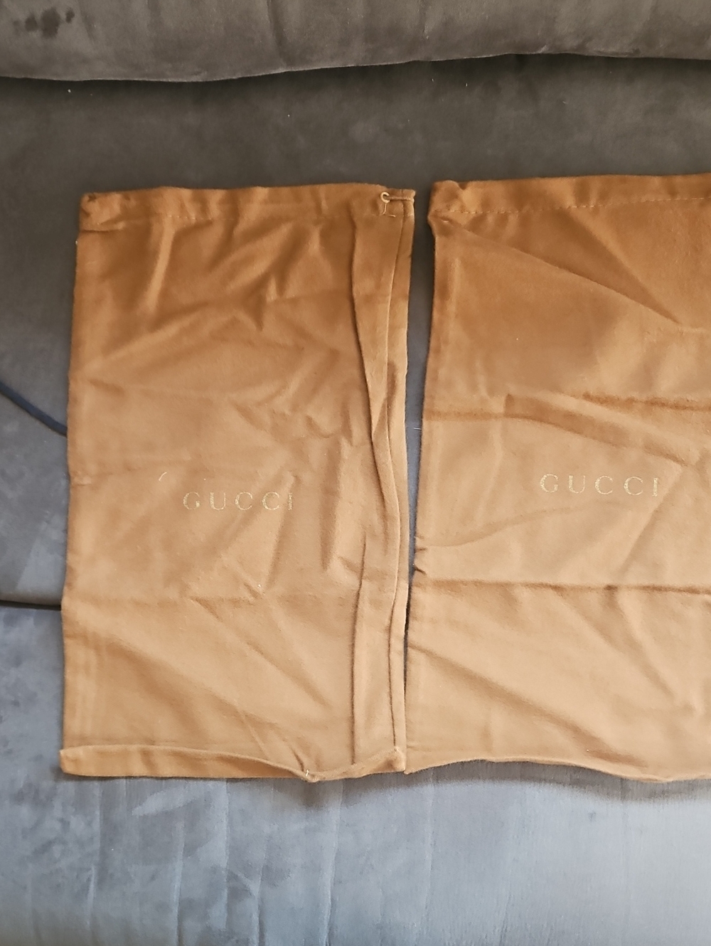 Gucci Tan Dust Bags with Embossed Logo
